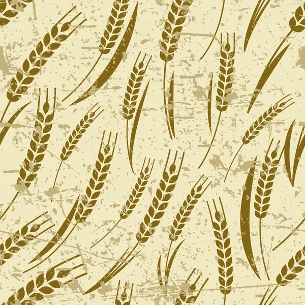 Вектор старая гранж бесшовные с уха спелой пшеницы. — стоковый вектор