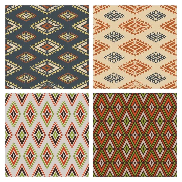 Set of vector seamless colorful ethnic tribal pattern. — Stock Vector