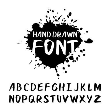 Vector watercolor hand drawn modern font.