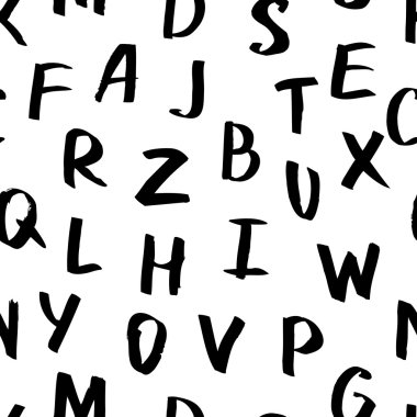 Vector seamless pattern with watercolor latin alphabet.