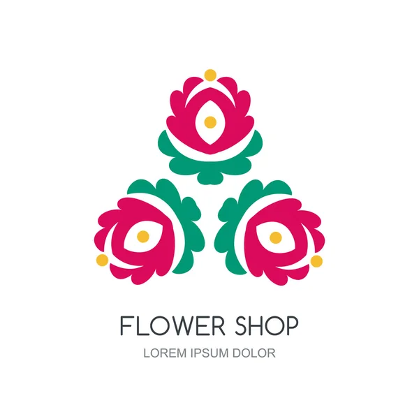 Vector flower shop logo design template. — Stock vektor