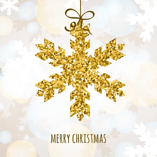 Vector Christmas or New Year greeting card with golden glitter s — Stock Vector