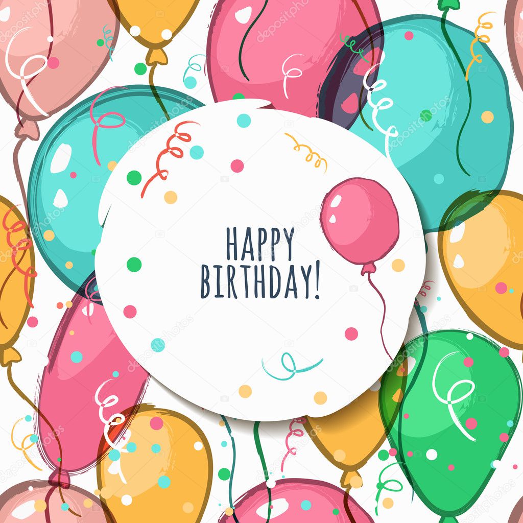 Vector birthday card with seamless pattern.