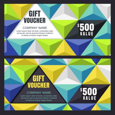 Vektör hediye çeki ile geometrik arka plan.