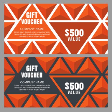 Vektör hediye çeki ile düz geometrik arka plan. 