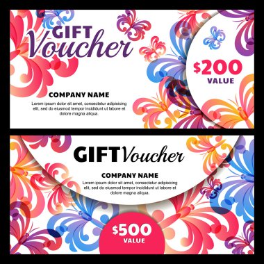 Vektör hediye çeki kelebekler ile.