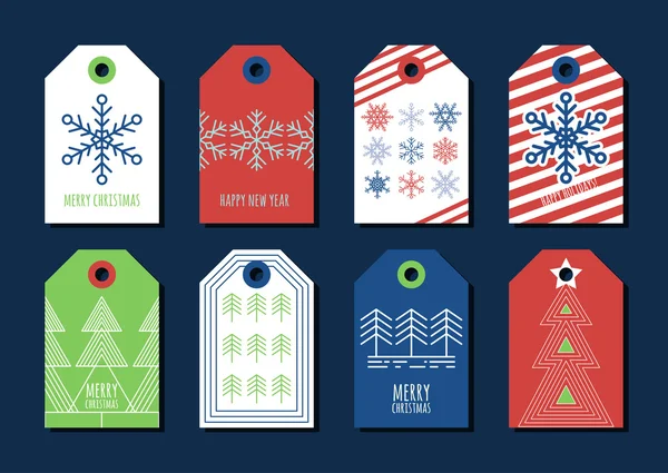 Vector colorful holiday gift tags and outline label set. — Διανυσματικό Αρχείο