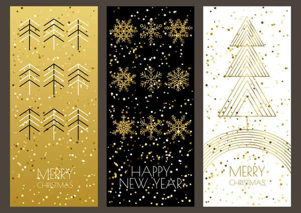 Merry Christmas or Happy New Year greeting cards set — Stockový vektor