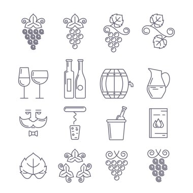 Şarap şişe, cam, üzüm asma ve yaprak, yiyecek ve içecek hasta satır