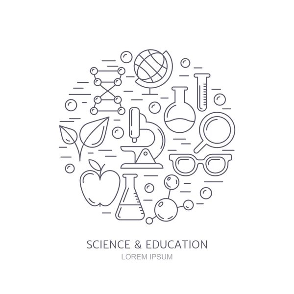 Symboles de la recherche, des technologies et l'innovation. Motif de la science — Image vectorielle