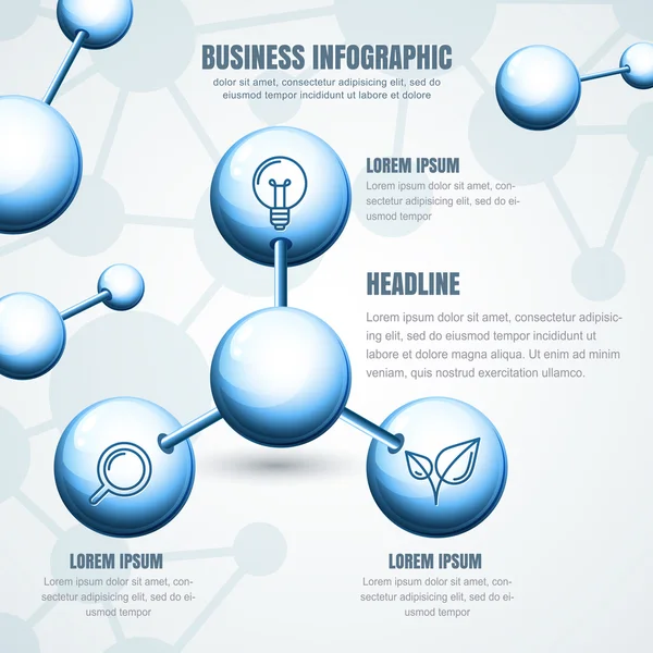 Plantilla de la infografía del negocio. Vector azul estructura molecular b — Vector de stock