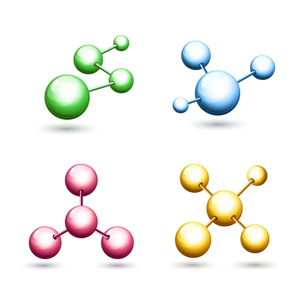 Vector färgglada molekylär ikoner set. Atomer och molekyler symbol. — Stock vektor
