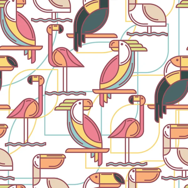 熱帯の鳥とのシームレスなパターン. — ストックベクタ