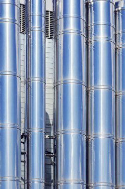 Çelik borular ve boru hatları arka plan soyut. Modern sanayi