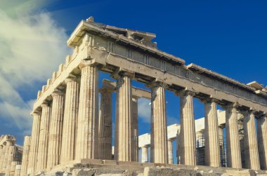 Antik Parthenon, Akropolis üzerindeki Yunan tapınağı. Vintage renk 