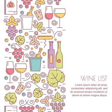 Vektör kesintisiz dikey arka plan ile doğrusal şarap şişesi, gla