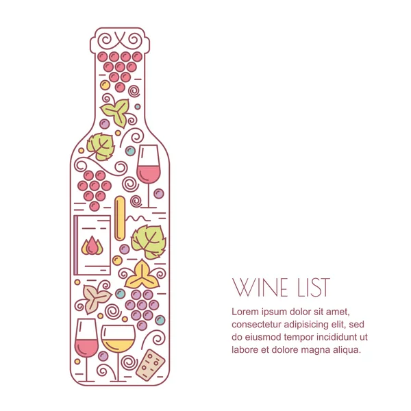 ワインのベクトルの背景。ワイン リスト、バーまたはレストランのためのコンセプト — ストックベクタ