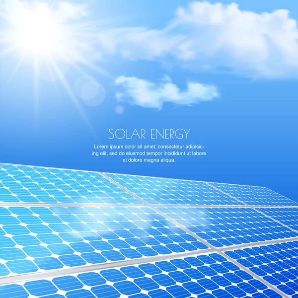 Close up of solar battery, power generation technology. Realisti — Vector de stock