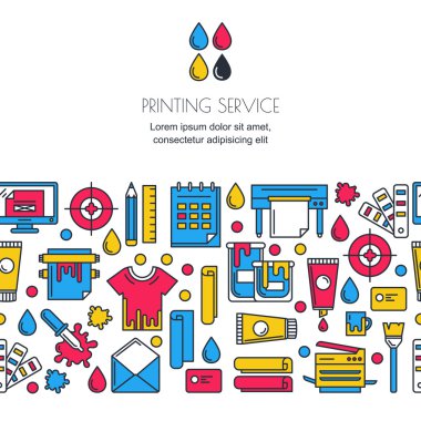 Cmy yazdırma işaretleri ile vektör kesintisiz yatay arka plan