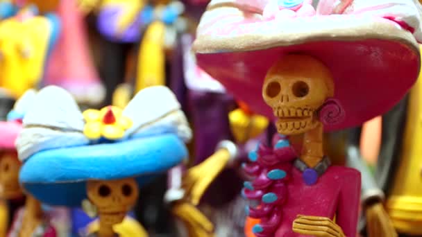 Calaverita Tradicional Brinquedo Mexicano Artesanal Folclore Colorido — Vídeo de Stock