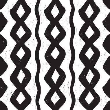 Modern ve trendy soyut kara el çekilmiş rhombus doku deseninin beyaz arka plan üzerinde