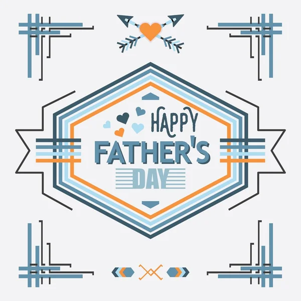 Blue and orange line Happy Father's Day hexagon emblem greeting card — Stock Vector