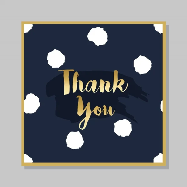 Golden Thank you brush message on dark navy blue dotted seamless pattern background — Stock Vector