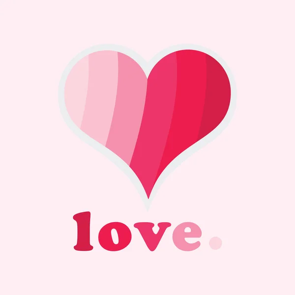 Cute Conceptual Pink Stripy Heart Symbol Icon Love Word Valentine — Stock Vector