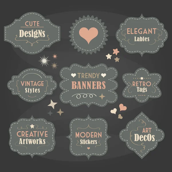 Cute Pastel Teal Color Vintage Modern Different Shapes Banners Message — Διανυσματικό Αρχείο
