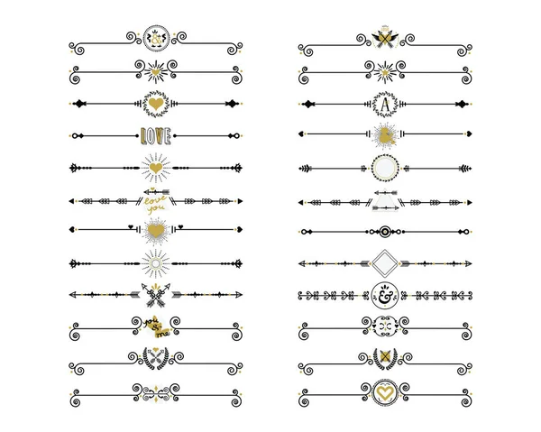 Black Golden Modern Art Deco Creative Retro Symbol Dividers Icons — Διανυσματικό Αρχείο