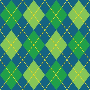mavi ve yeşil renkli argyle seamless modeli