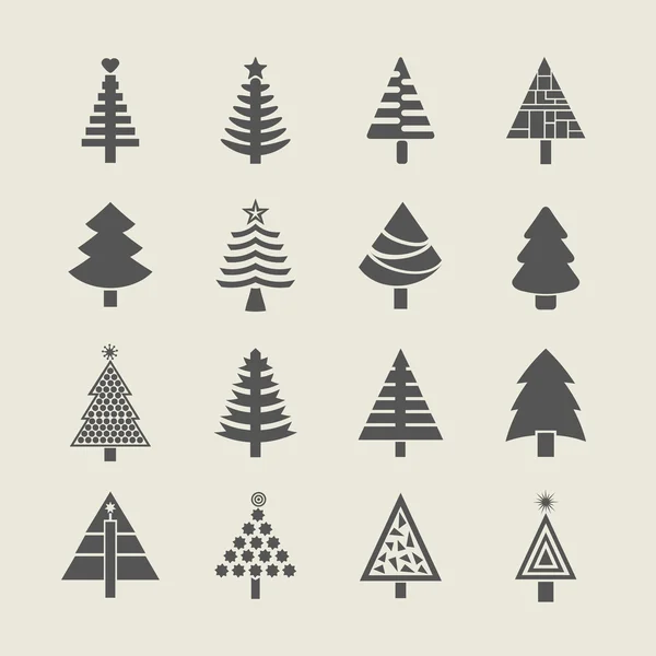 soyut siluet Noel ağacı Icons set