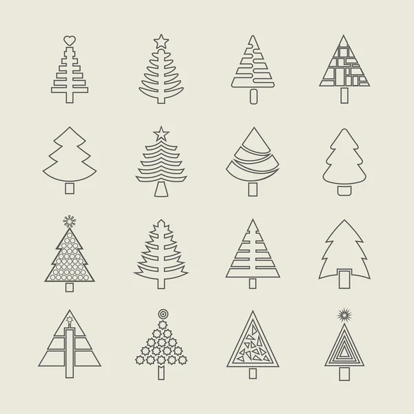 Çizgi Noel ağacı Icons set soyut