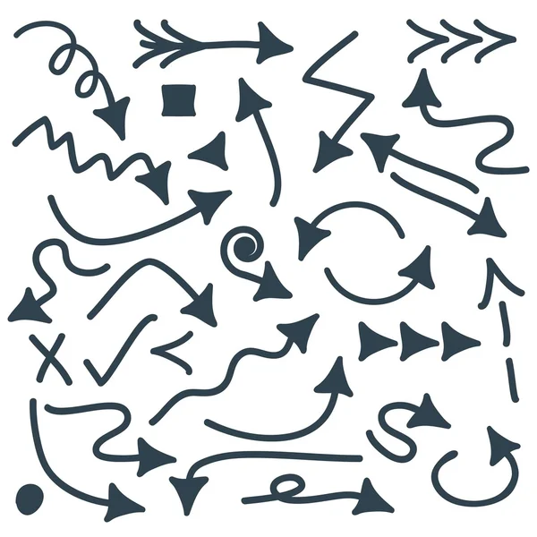 Set di icone freccia direzione silhouette disegnata a mano — Vettoriale Stock
