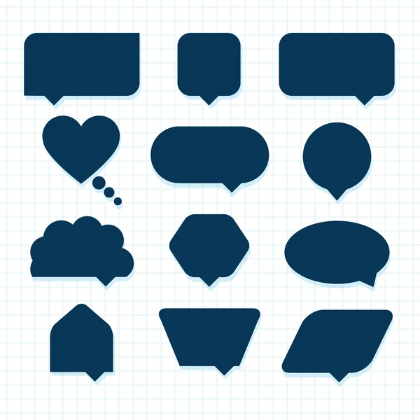 Assorted empty round corner silhouette speech bubble icons set — Stock Vector