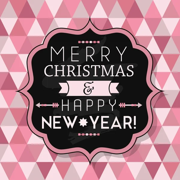 Merry Christmas & Happy New Year! op roze driehoek naadloze patroon achtergrond — Stockvector