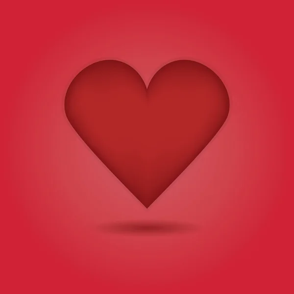 Icono de corazón único abstracto rojo con sombra de gota sobre fondo de gradiente rojo — Vector de stock