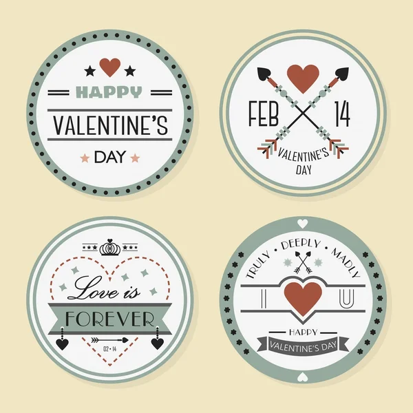 Valentin et badges romantiques — Image vectorielle