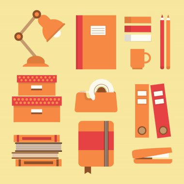 Ofis malzemeleri ve Kırtasiye Icons set