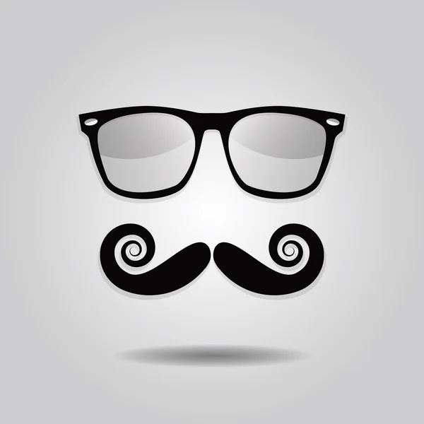 Hipster mustache and sunglasses icons on gray gradient background — Stock Vector