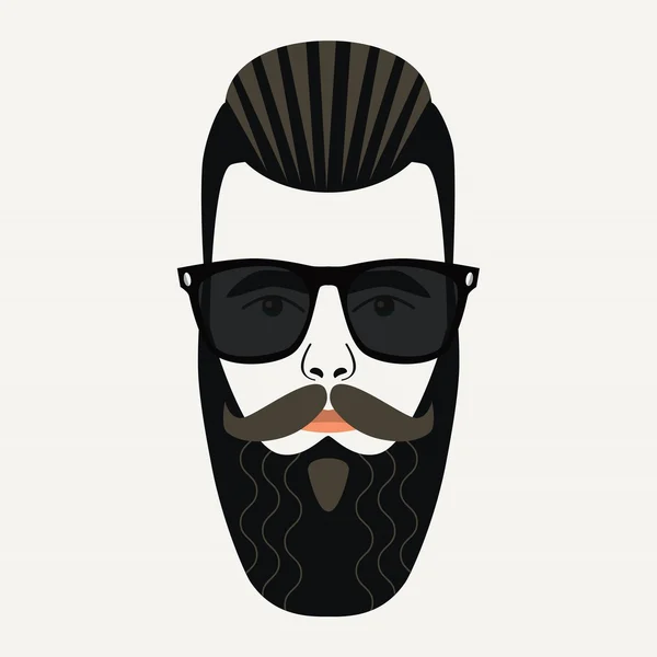 Varón hipster barba fresca con pelo resaltado espalda gelificada y lentes negras gafas de sol — Vector de stock