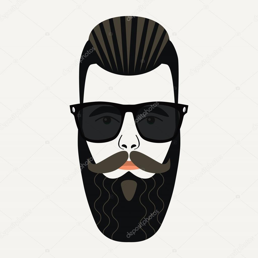 Cool beard hipster male with gelled back highlighted hair and black lenses sunglasses