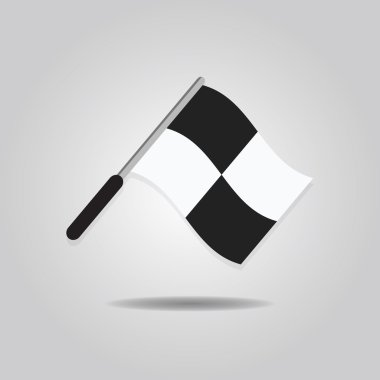 Abstract assistant referee wavy flag icon with dropped shadow on gray gradient background clipart