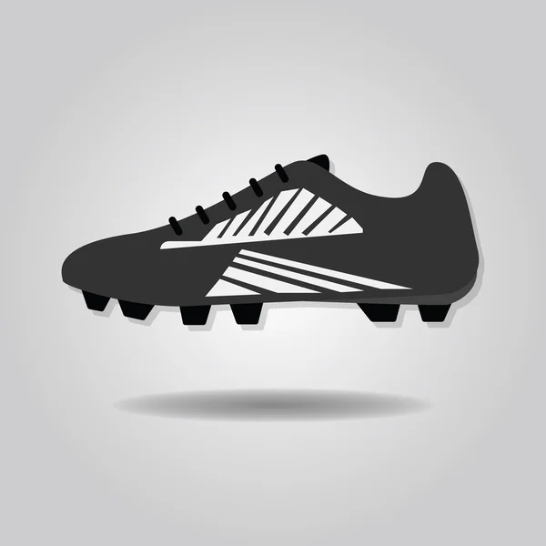 灰色のグラデーションの背景にドロップ シャドウで抽象的なサッカー靴アイコン — ストックベクタ