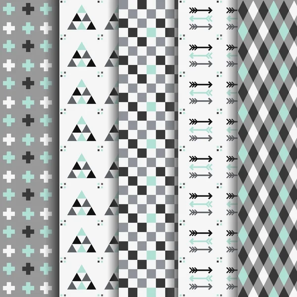 Soyut geometrik Aztek Dikişsiz desen seti