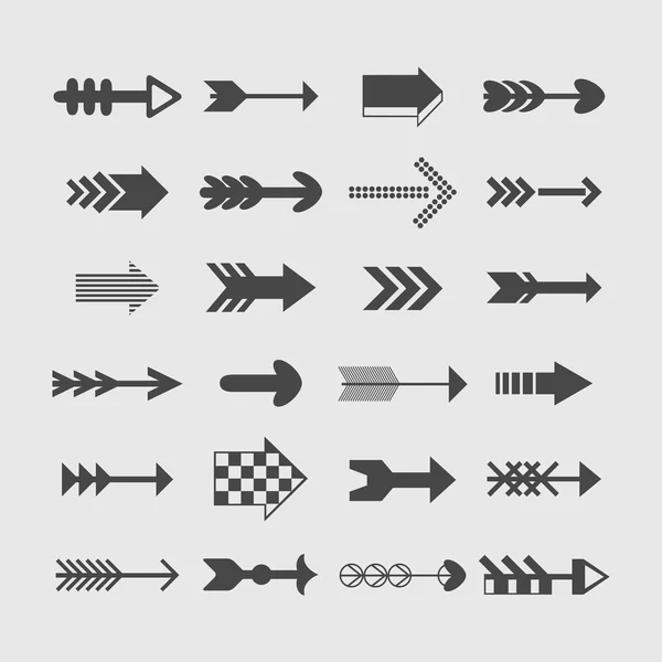 Conjunto de ícones de setas de direção de silhueta sortidas —  Vetores de Stock