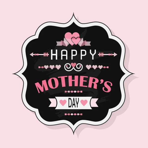 Happy Mother's Day - Flat vintage chalk badge on pink background — Stock Vector