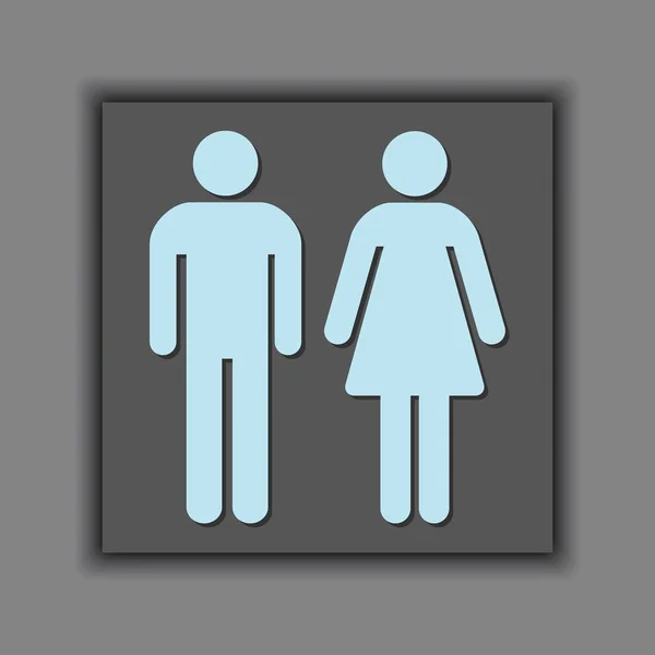 Manliga och kvinnliga universal siluett tecken ikonen på grå bakgrund — Stock vektor