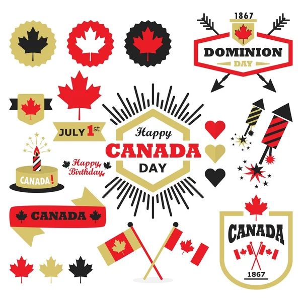 Happy Canada Day design elements set — Stock Vector