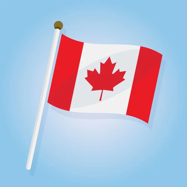 Abstract tilted Canada flag icon on blue gradient background — Stock Vector